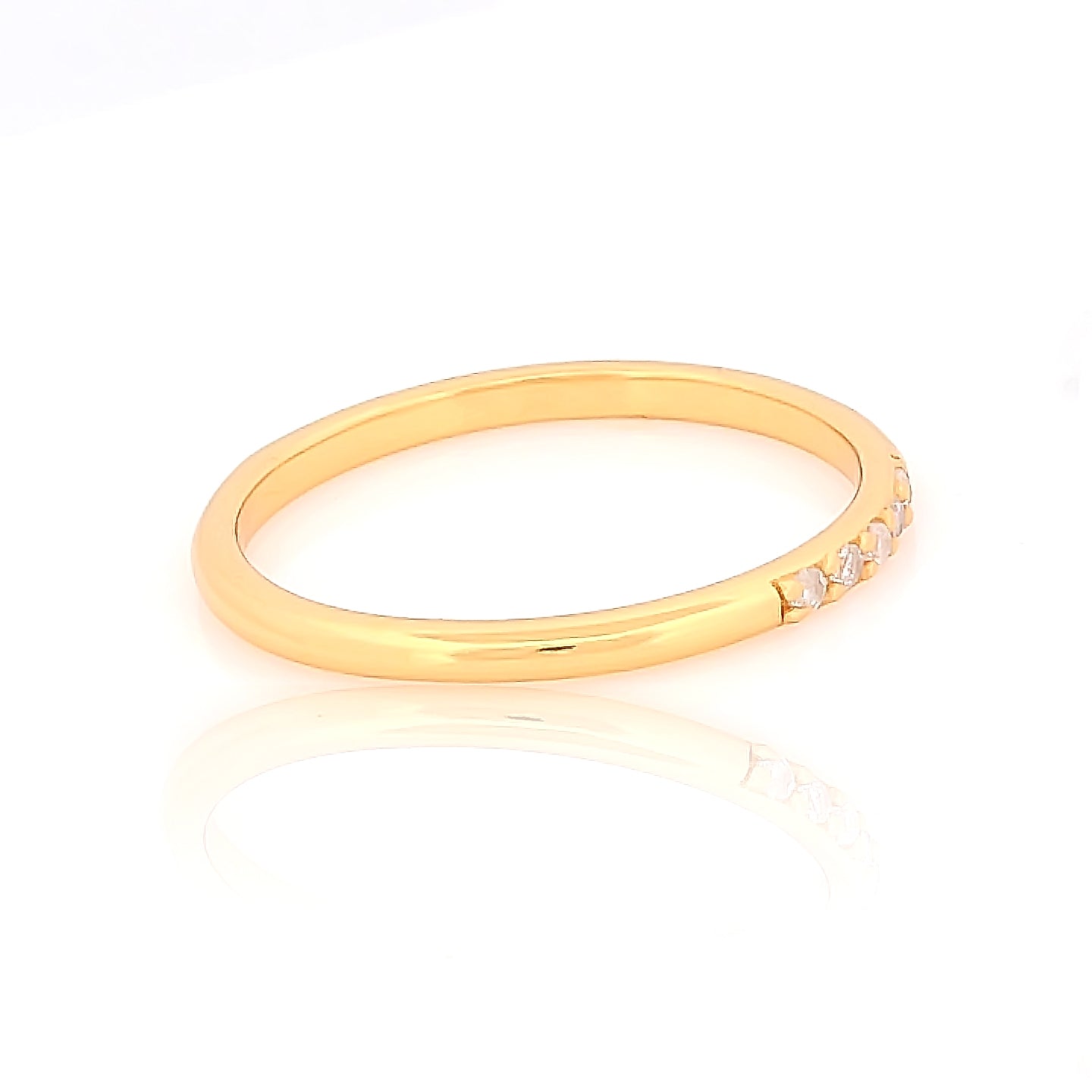 925 Sterling Silver Gold Plated Five Stone Midi Finger Stacking Ring, Office wear handmade rings